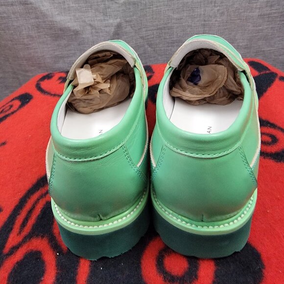 Men's Marc Nolan Adler Green Ombré Patent Leather Penny Loafers Size 8 - Picture 4 of 9